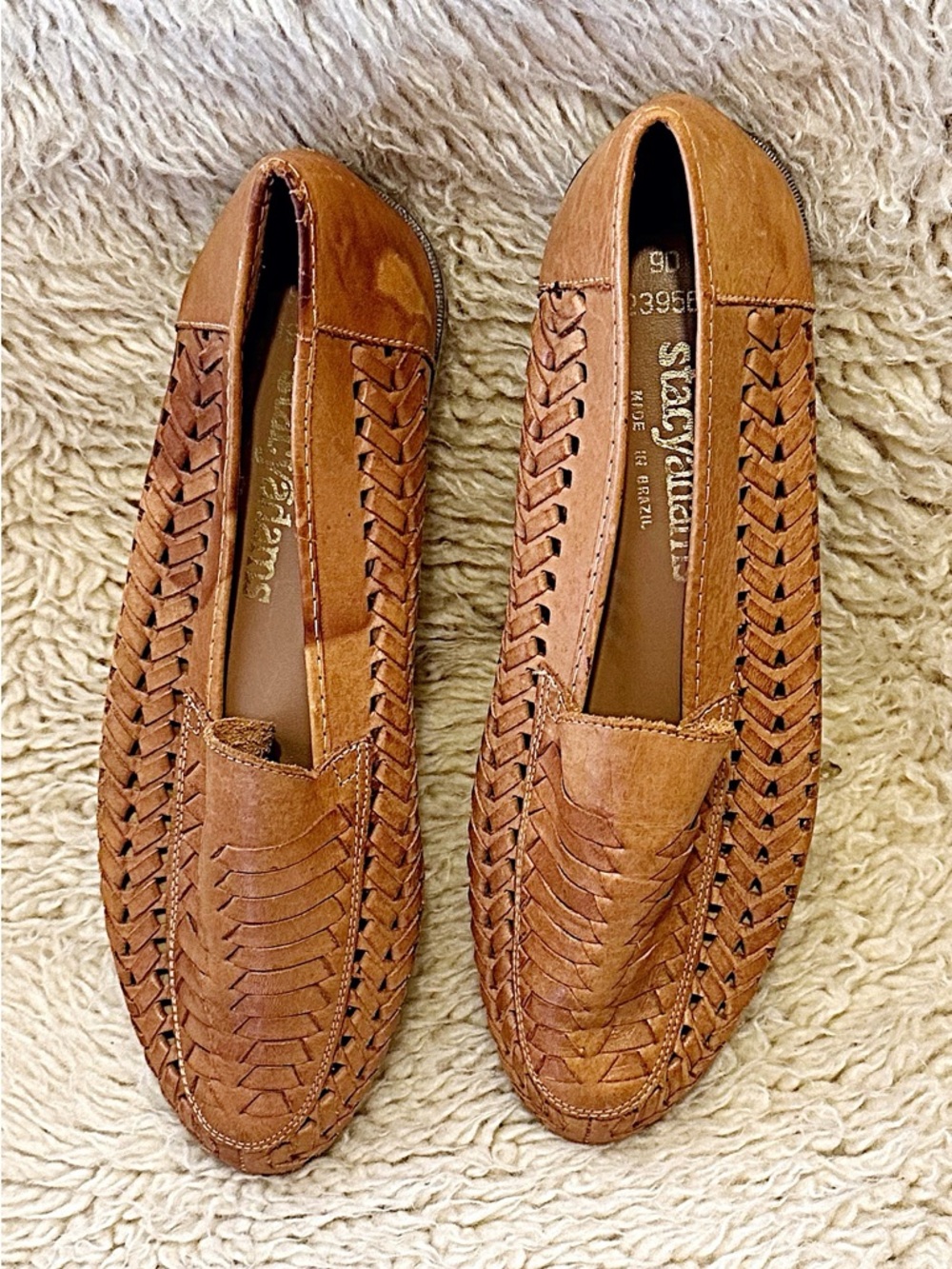 Stacy Adams Women's Tan Woven Leather Slip-On Loafers